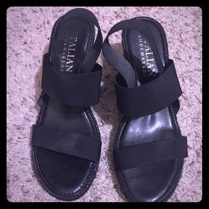 Italian Shoemakers black woven wedges